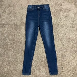 Denim jeans, barely worn main colour blue.